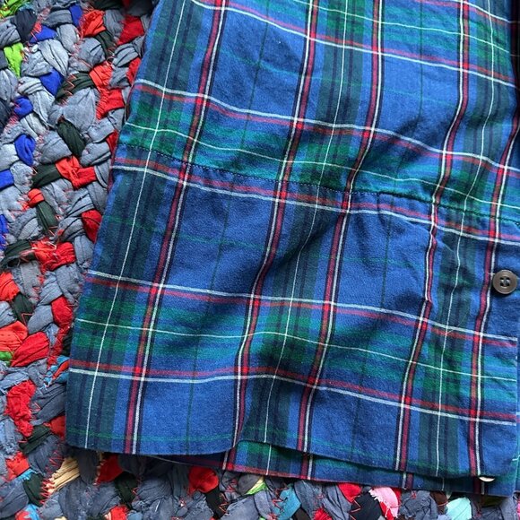 Vintage Handmade Blue Plaid Short Sleeve Button Up Blouse Women's SIze Medium - Picture 7 of 14